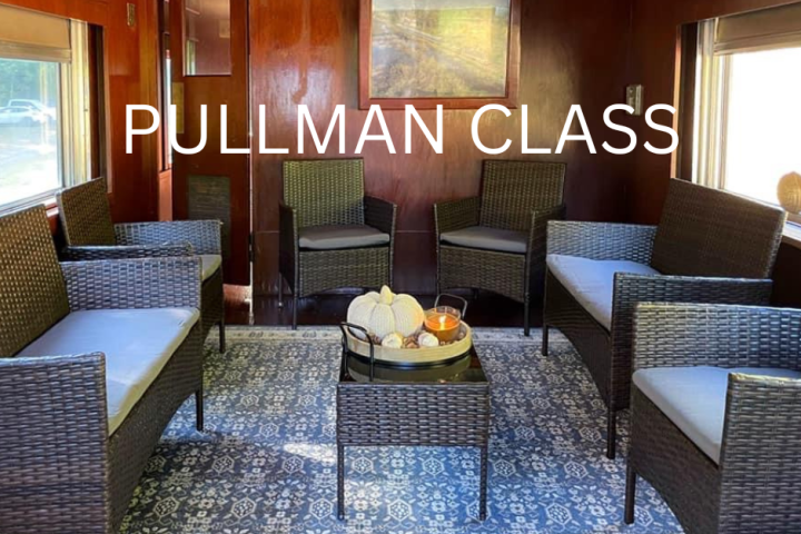 a room filled with furniture and a large window