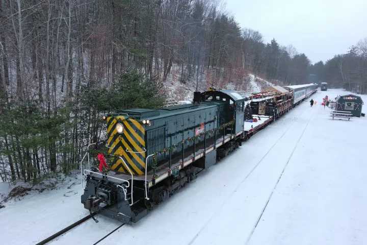 a train covered in snow