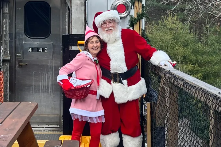 a person standing next to a fence