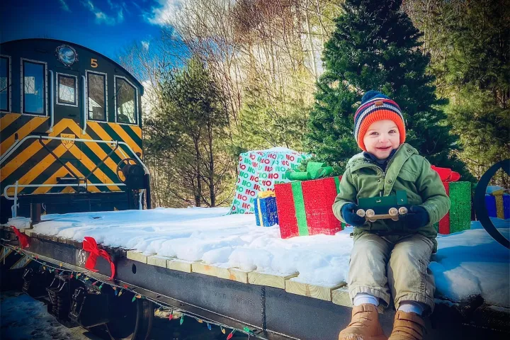 a little boy that is standing in the snow