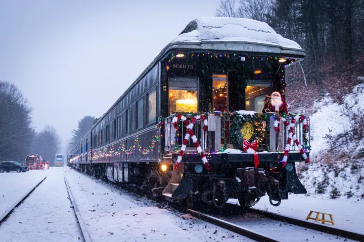 a train covered in snow
