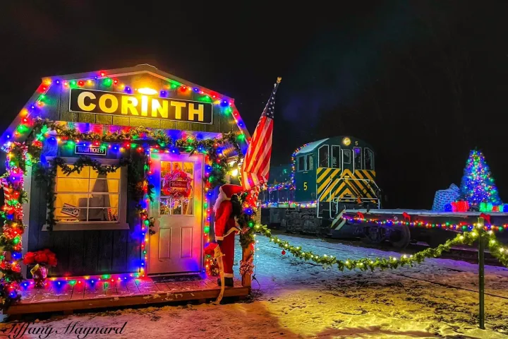 a lit up city at night